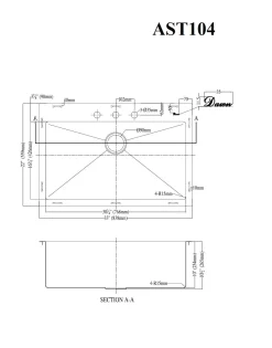 Dawn Top Mount Single Bowl Sink with Three Pre-cut Faucet Holes