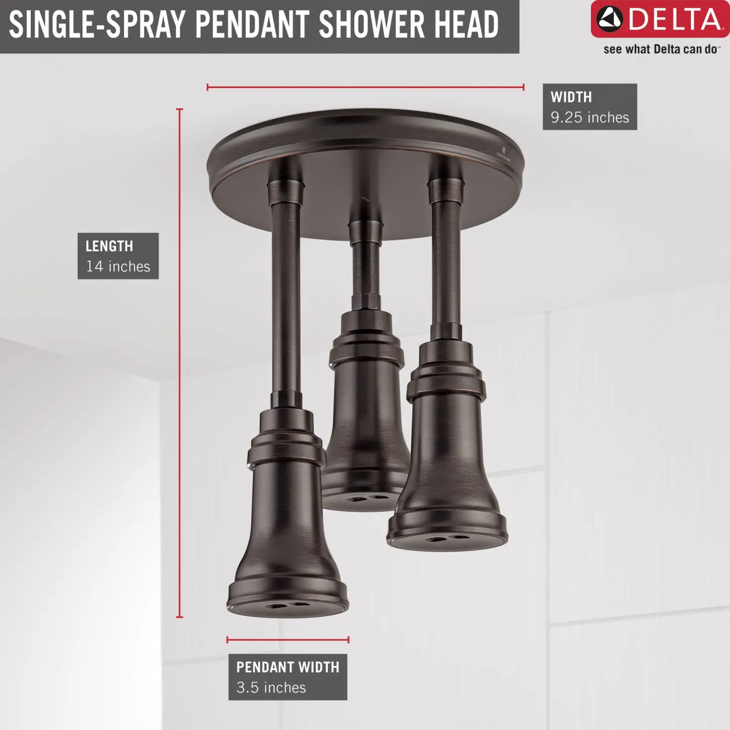 Delta H2Okinetic Pendant Raincan Shower Head