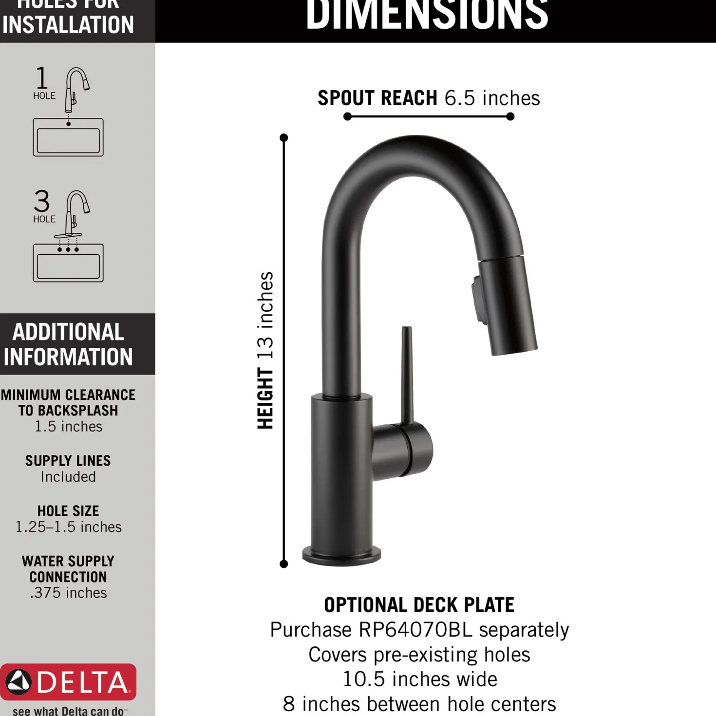 Delta Trinsic Single Handle Pull-Down Bar Faucet