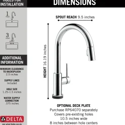 Delta Trinsic Single Handle Pull-Down Kitchen Faucet with TouchO Technology