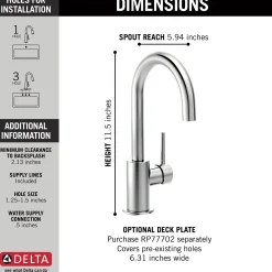 Delta Trinsic True Bar with Limited Swivel Spout