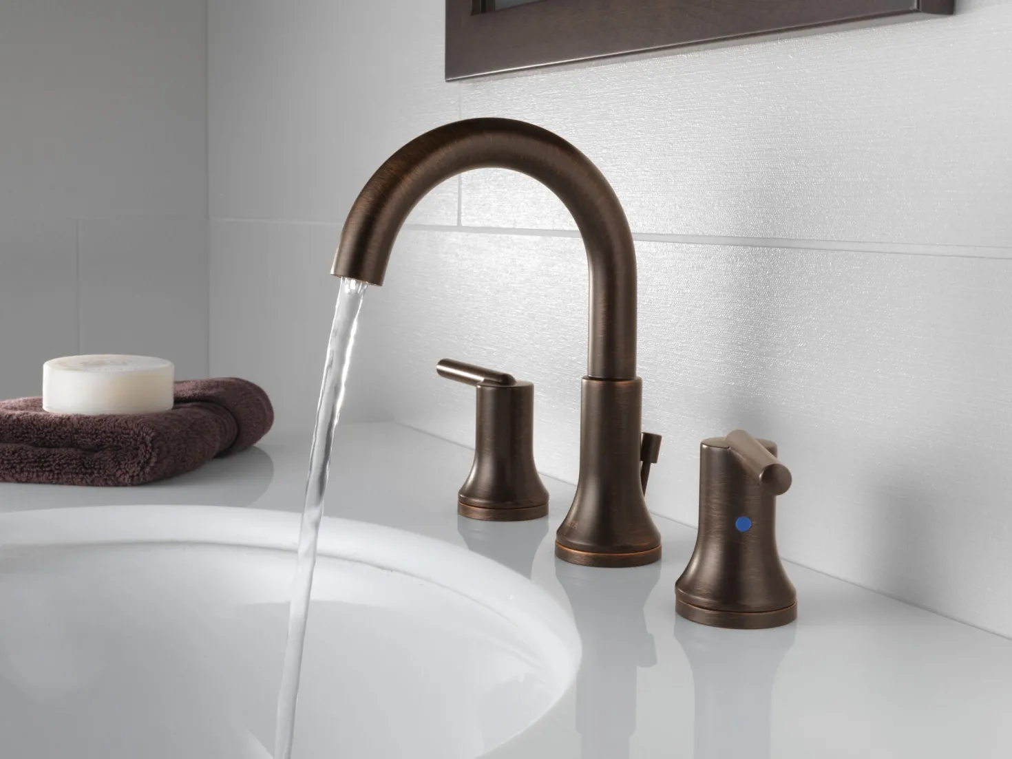 Delta Trinsic Two Handle Widespread Bathroom Faucet w/ Drain