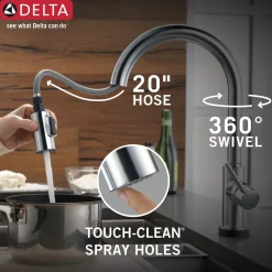 Delta Trinsic VoiceIQâ„¢ Single-Handle Pull-Down Kitchen Faucet with TouchO Technology