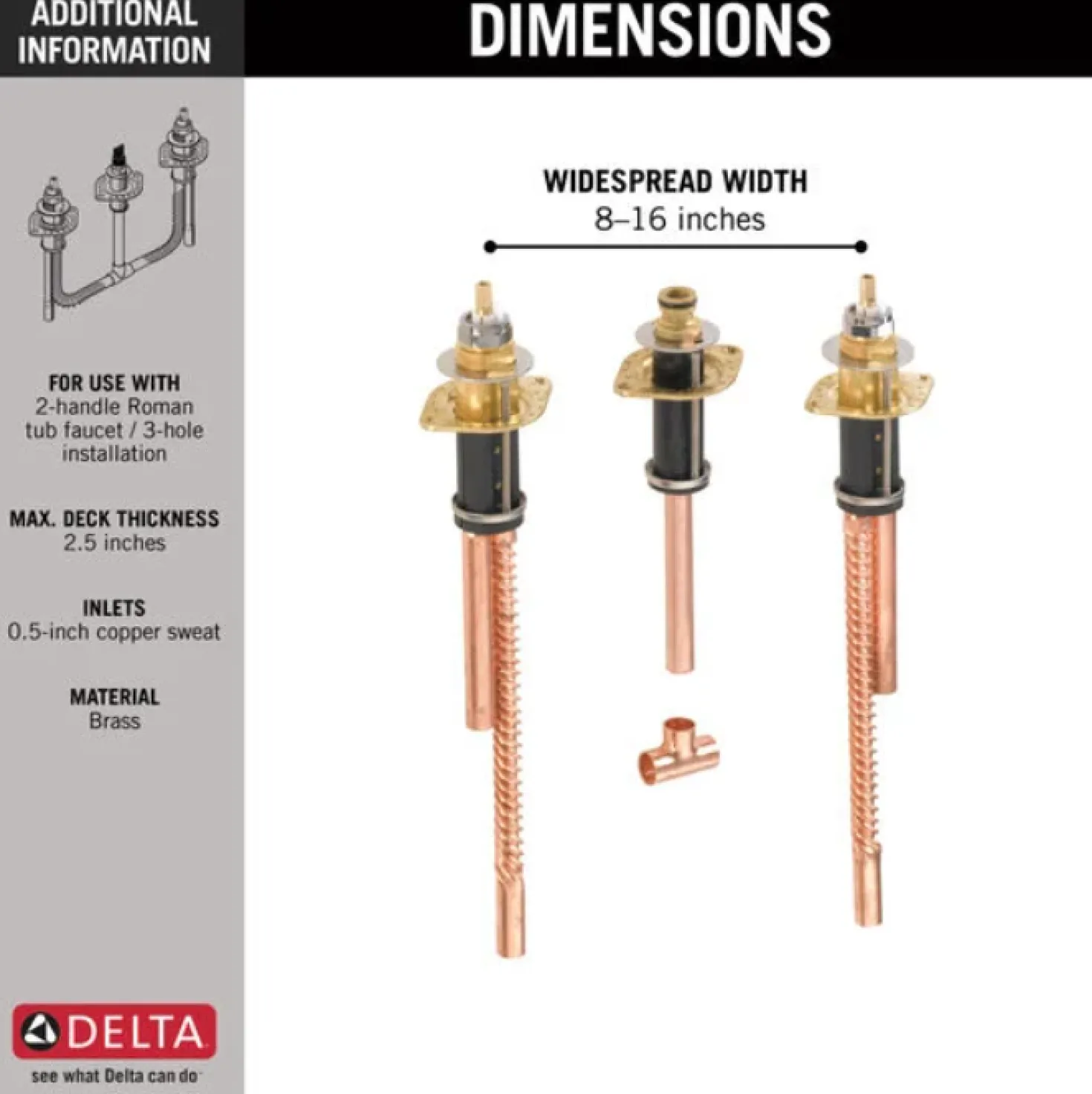 Delta Two Handle Tub Filler Deckmount Rough-in