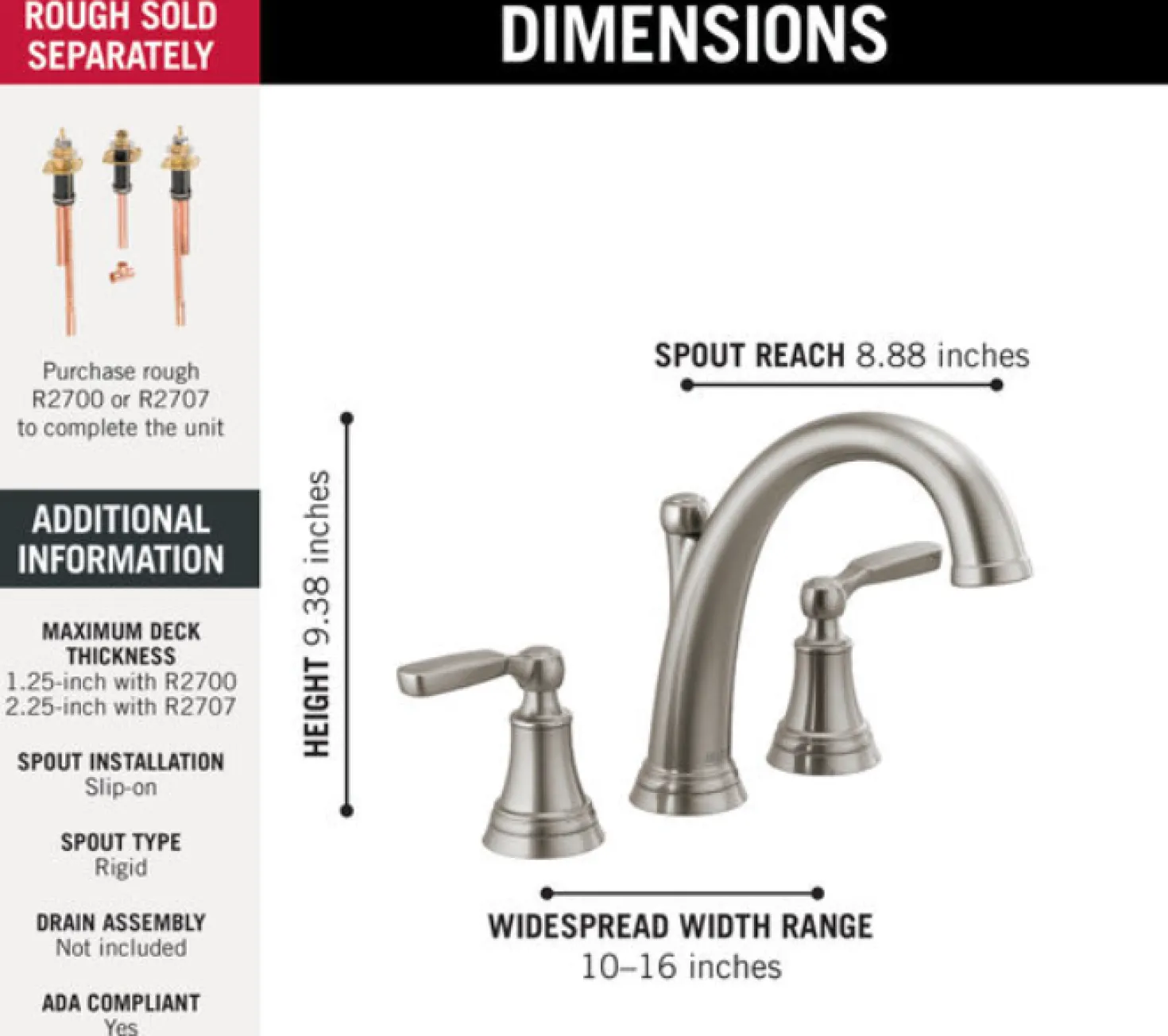 Delta Woodhurst Two Handle Roman Tub Faucet