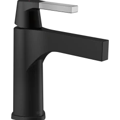 Delta Zura Single Handle Bathroom Faucet with Drain in Chrome and Black