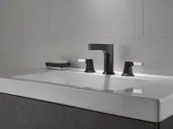 Delta Zura Two Handle Widespread Bathroom Faucet in Chrome and Black