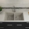 33" Double Bowl 50/50 Dual Mount Quartz Composite Sink