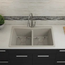33" Double Bowl 50/50 Dual Mount Quartz Composite Sink