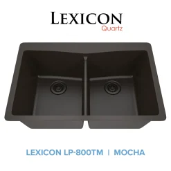 33" Double Bowl 50/50 Dual Mount Quartz Composite Sink