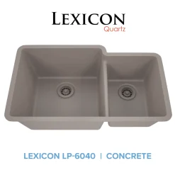 32" Double Bowl 60/40 Quartz Composite Sink
