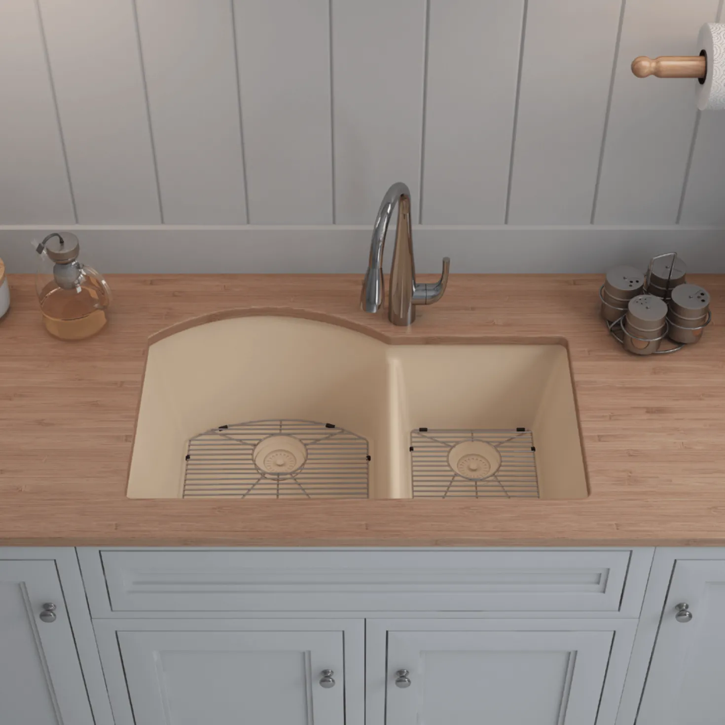 32" Double Bowl 70/30 Quartz Composite Sink