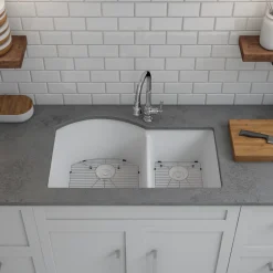 32" Double Bowl 70/30 Quartz Composite Sink