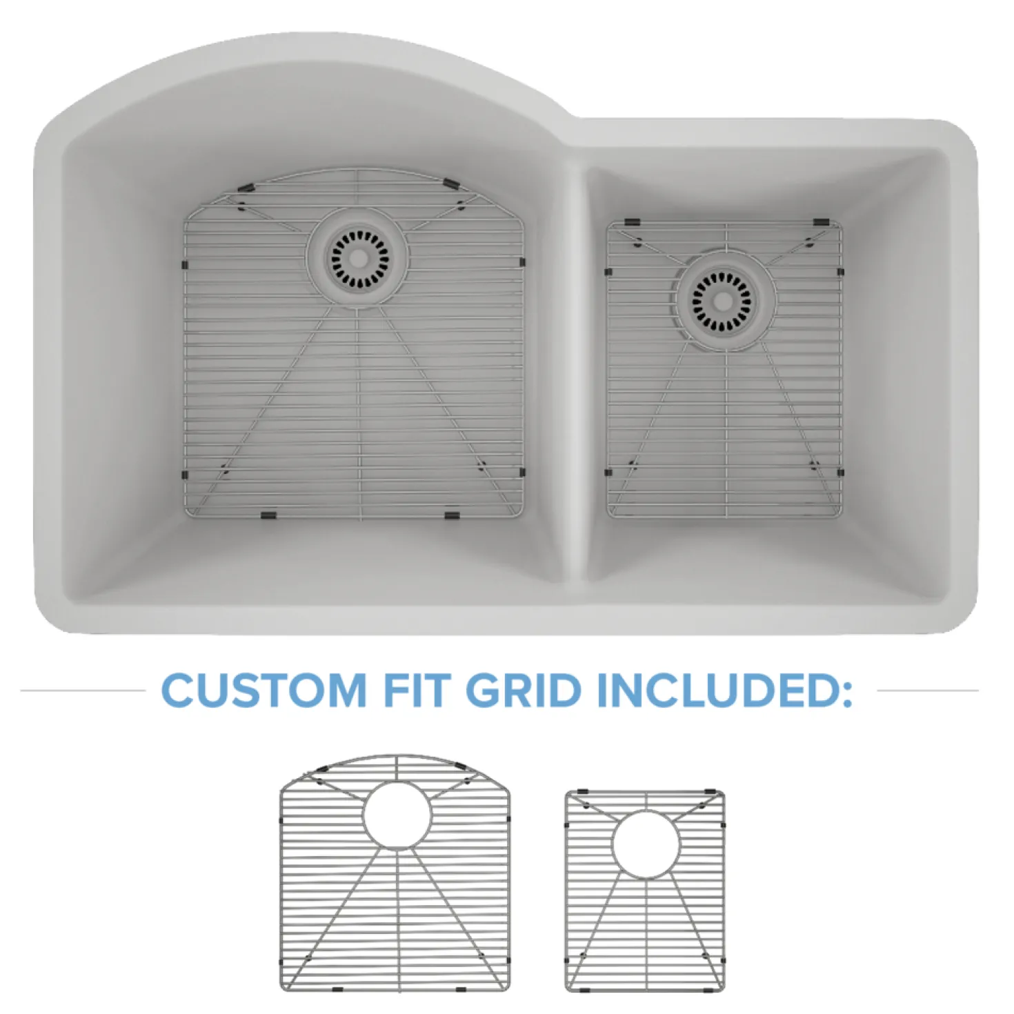 32" Double Bowl 70/30 Quartz Composite Sink