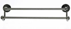18" Double Towel Bar With Ribbon & Reed Detail In Antique Pewter