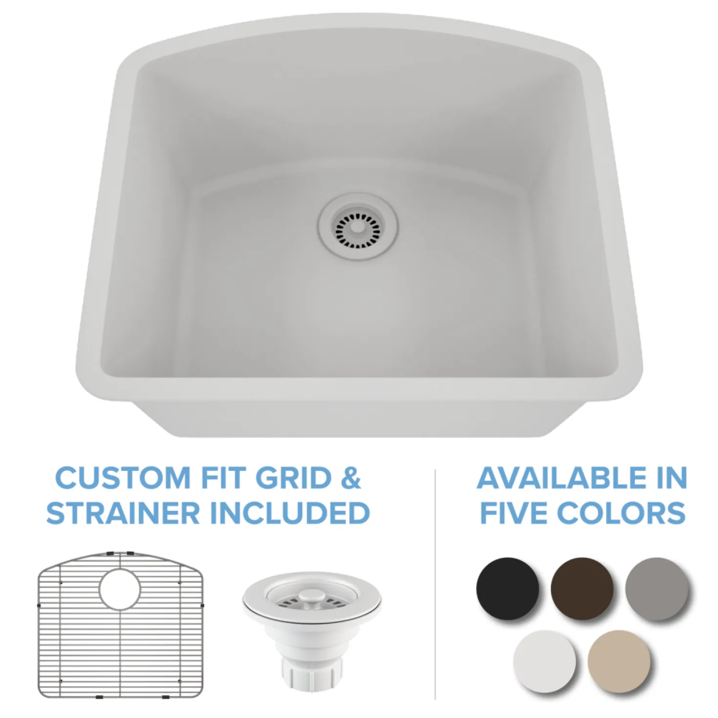 D-Shaped Quartz Composite Kitchen Sink