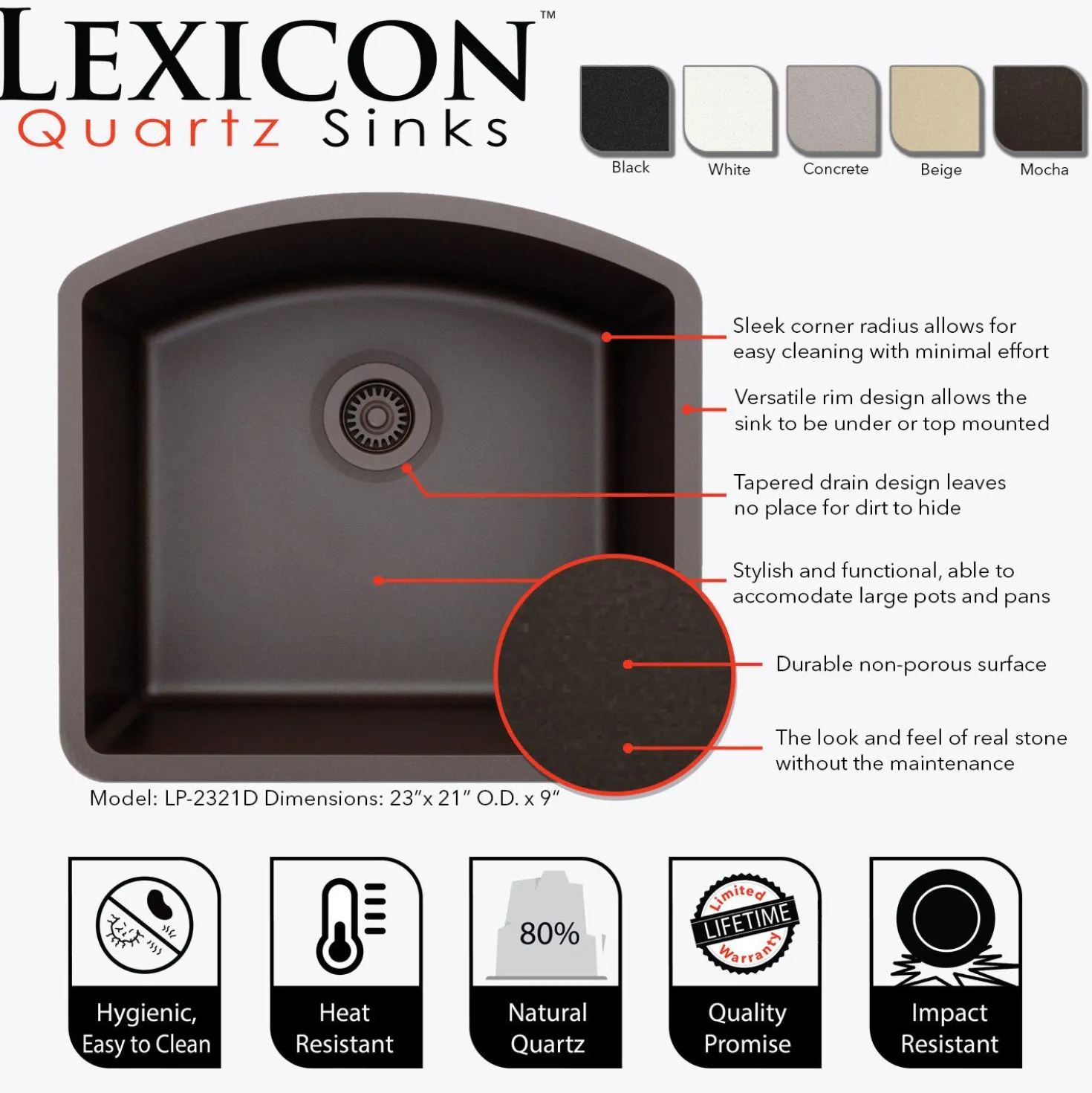 D-Shaped Quartz Composite Kitchen Sink