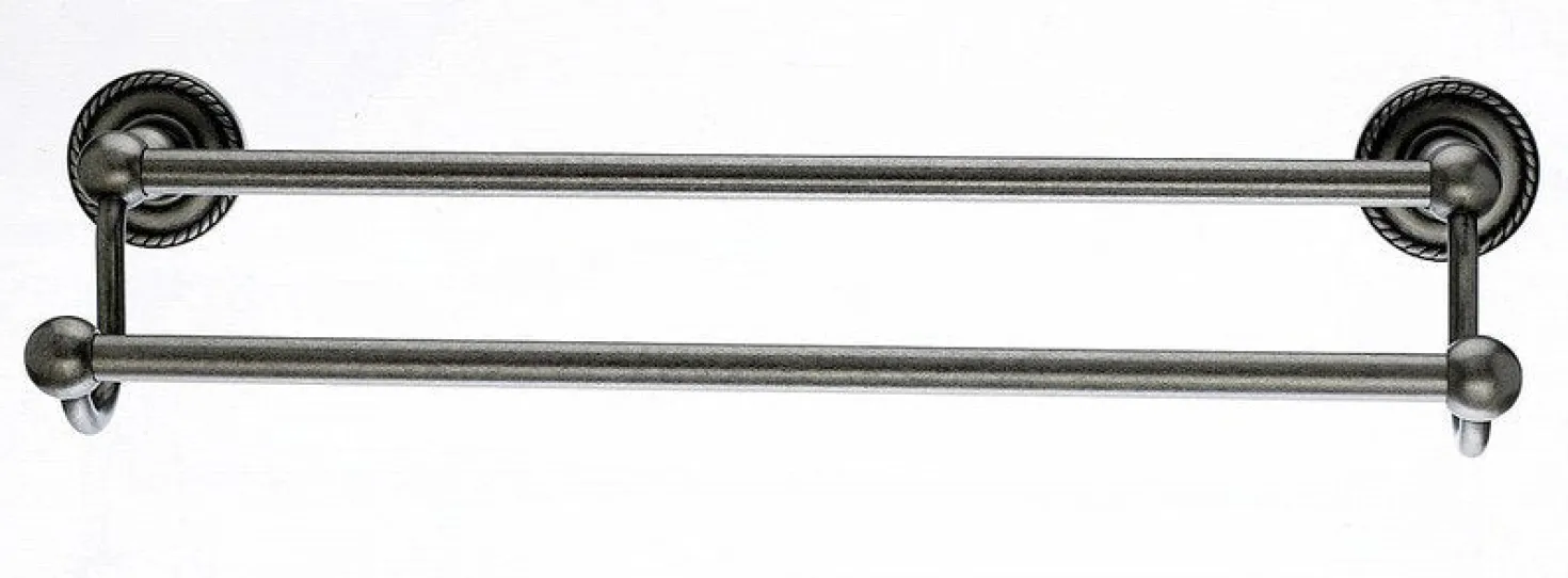 Ed7Apf 18" Double Towel Bar With Rope Detail In Antique Pewter