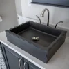 Eden Bath Antique Rectangular Lava Stone Vessel Sink Honed