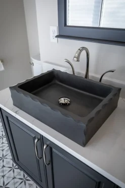 Eden Bath Antique Rectangular Lava Stone Vessel Sink Honed