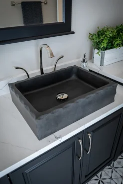 Eden Bath Antique Rectangular Lava Stone Vessel Sink Honed