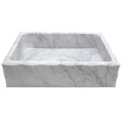 Eden Bath Antique Rectangular Carrara Marble Vessel Sink Honed
