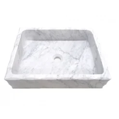 Eden Bath Antique Rectangular Carrara Marble Vessel Sink Honed