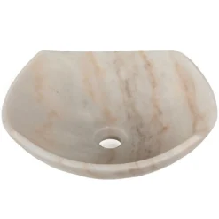 Eden Bath Arched Edges Bowl Sink - Honed White Marble