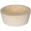 Eden Bath Bahia Round Beige Marble Vessel Sink with Ridged Exterior