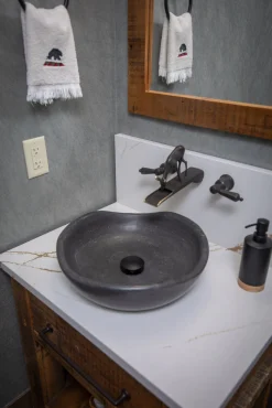 Eden Bath Black Limestone Freeform Vessel Sink
