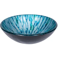 Eden Bath Blue and Green Magnolia Glass Vessel Sink