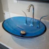 Eden Bath Blue Crystal Oval Glass Vessel Sink