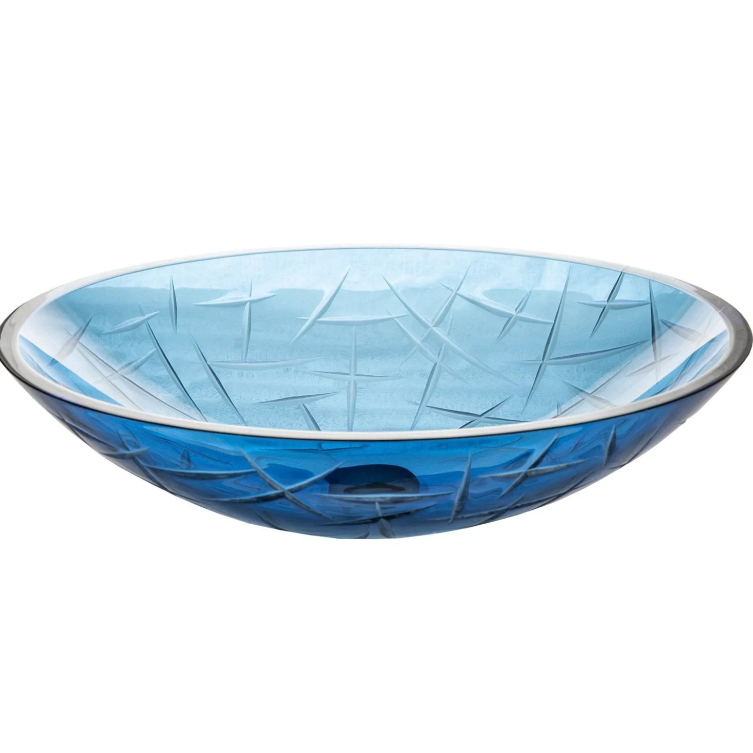 Eden Bath Blue Crystal Oval Glass Vessel Sink
