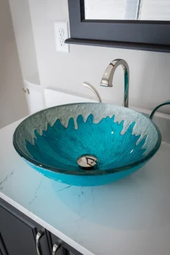 Eden Bath Blue Ice Glass Vessel Sink
