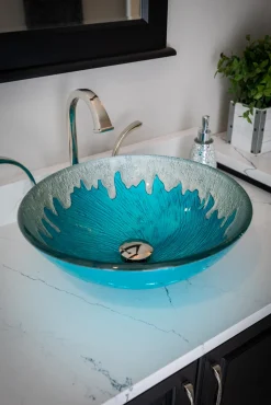 Eden Bath Blue Ice Glass Vessel Sink