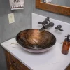 Eden Bath Brown and Gold Rings Glass Vessel Sink
