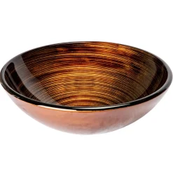 Eden Bath Brown and Gold Rings Glass Vessel Sink