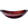 Eden Bath Canoe Shaped Red Copper Reflections Glass Vessel Sink