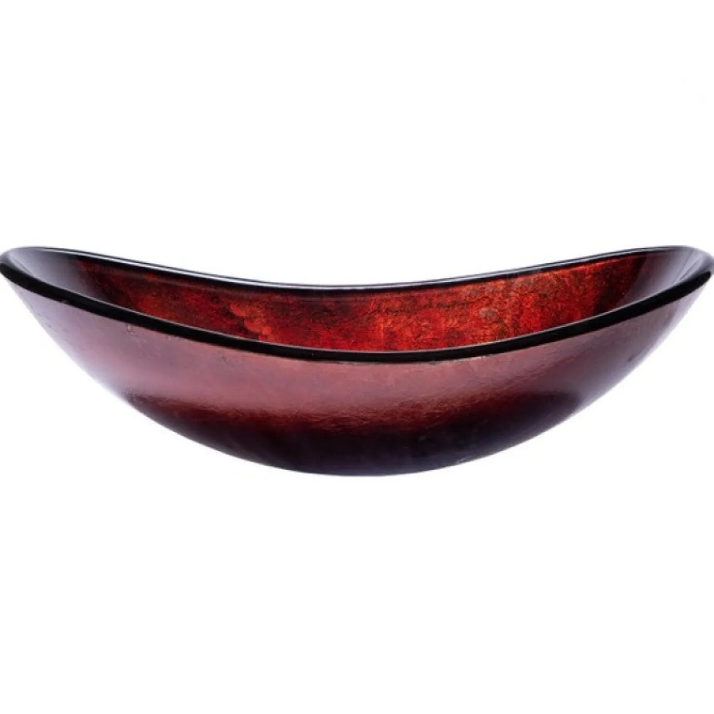 Eden Bath Canoe Shaped Red Copper Reflections Glass Vessel Sink