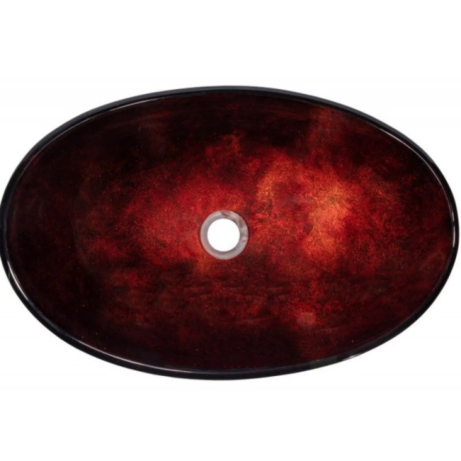 Eden Bath Canoe Shaped Red Copper Reflections Glass Vessel Sink