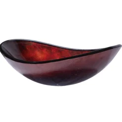 Eden Bath Canoe Shaped Red Copper Reflections Glass Vessel Sink