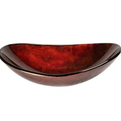 Eden Bath Canoe Shaped Red Copper Reflections Glass Vessel Sink