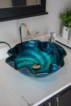 Eden Bath Carribean Wave Glass Vessel Sink