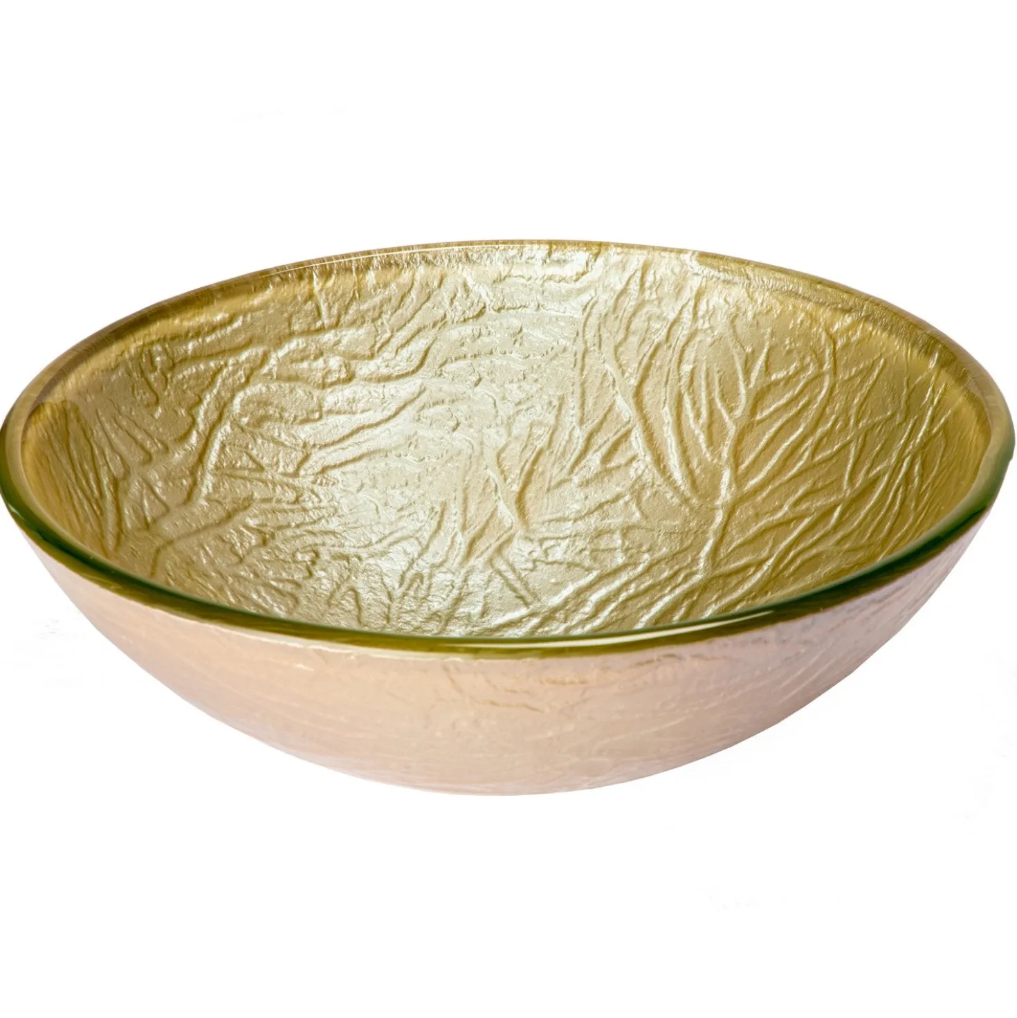 Eden Bath Champagne Embossed Round Glass Vessel Sink