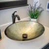 Eden Bath Champagne Foil Oval Glass Vessel Sink