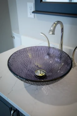 Eden Bath 14" Charcoal Freeform Hoops Glass Vessel Sink