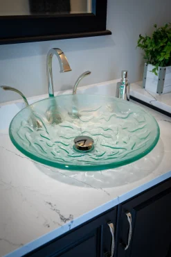 Eden Bath Clear Embossed Waves Glass Vessel Sink