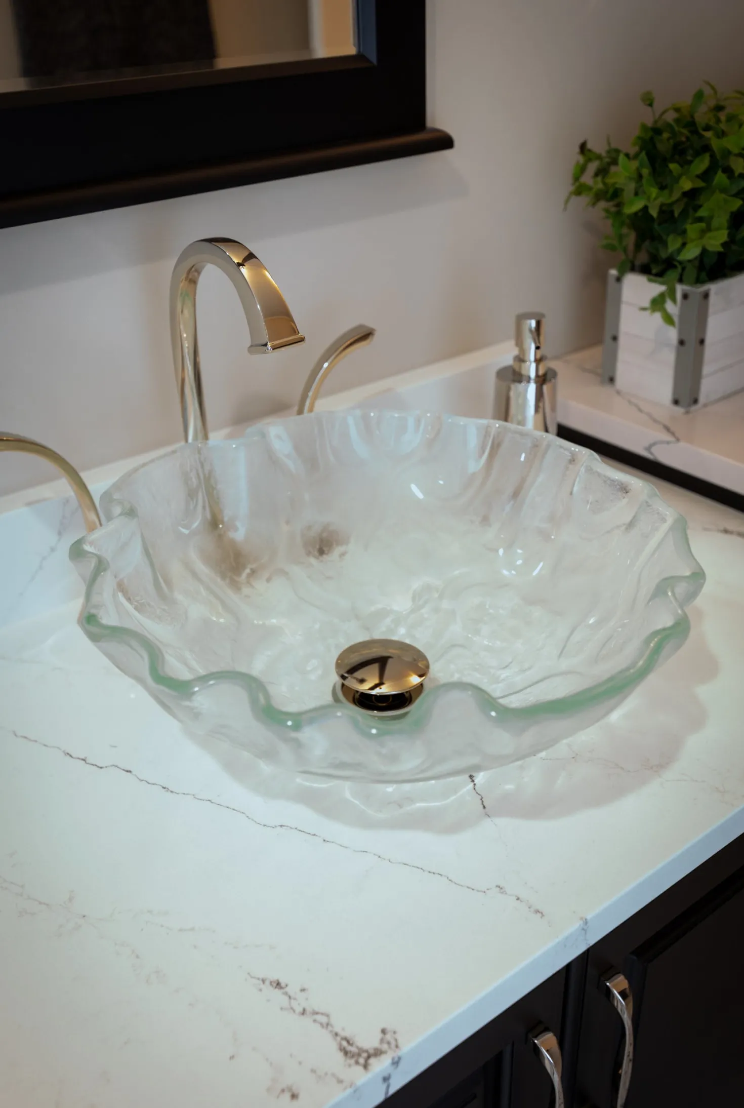 Eden Bath Clear Freeform Wave Glass Vessel Sink