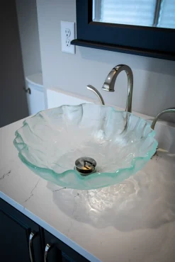 Eden Bath Clear Freeform Wave Glass Vessel Sink