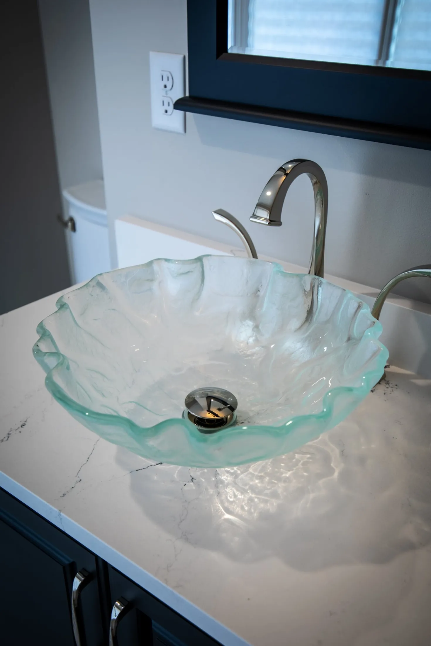 Eden Bath Clear Freeform Wave Glass Vessel Sink